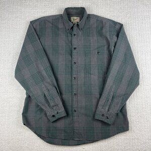 VTG Chinook Flannel Shirt Mens Sz M Green Plaid Long Sleeve Button Up
